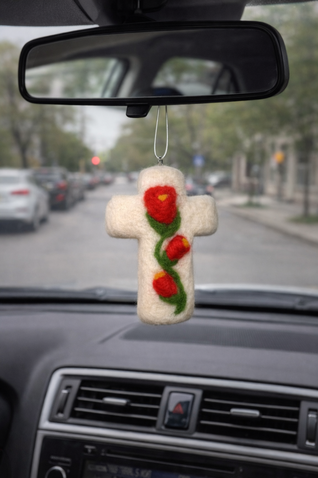 FunGuy Flowered Cross White With Red Flowers