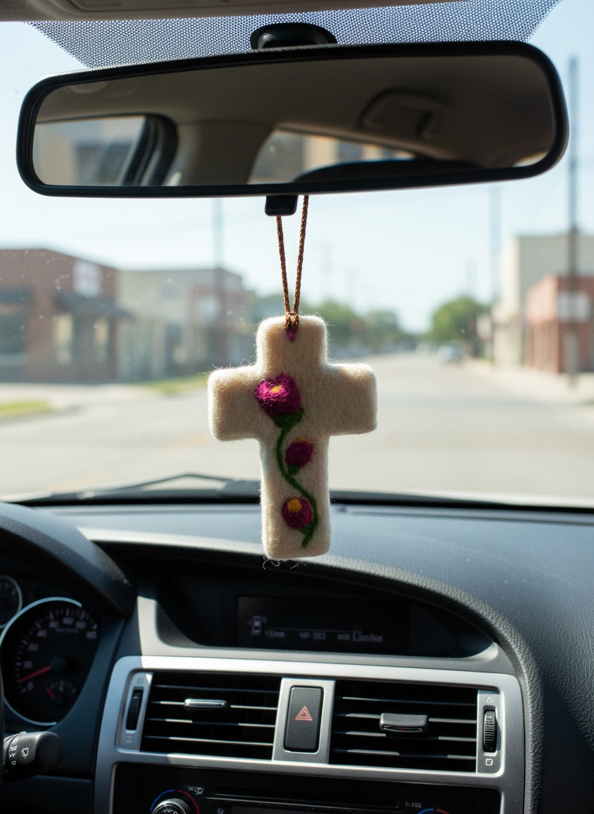 FunGuy Flowered Cross White With Purple Flowers