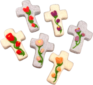 FunGuy Flowered Cross White With Purple Flowers