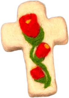 FunGuy Flowered Cross White With Red Flowers