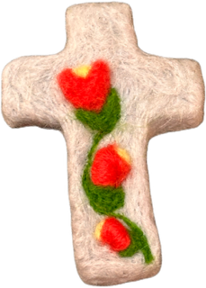 FunGuy Flowered Cross Grey With Coral Flowers