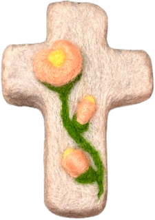 FunGuy Flowered Cross Grey With Pink Flowers