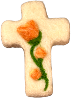 FunGuy Flowered Cross White With Orange Red Flowers