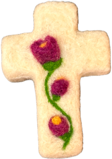FunGuy Flowered Cross White With Purple Flowers